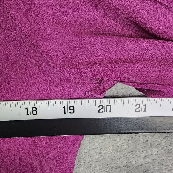 Womens Purple Maxime 100% Silk Shirt Sheer Button Down Cuffed Long Sleeve Size L - Picture 7 of 9